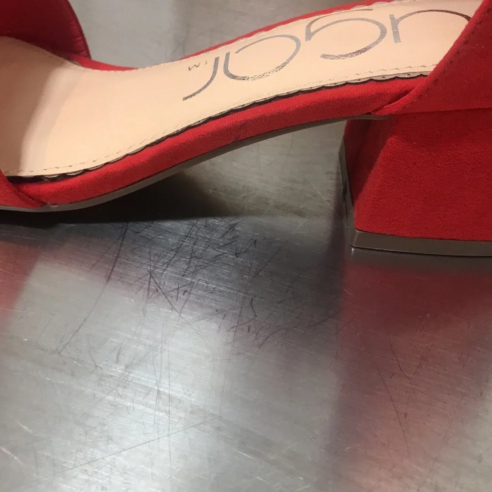 Sugar Women's Red Ankle-Strap Block Heel Sandals